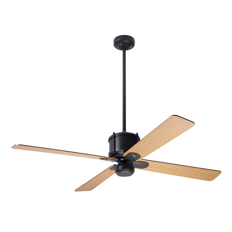 Industry Downrod Ceiling Fan, Dark Bronze, Maple, Remote Control