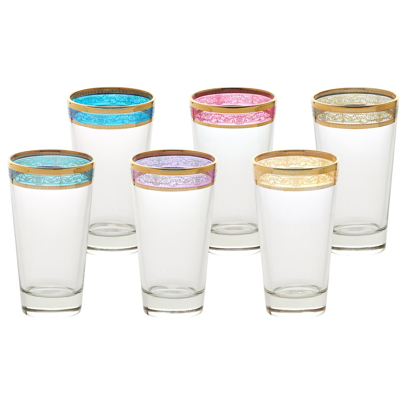 Melania 10 oz. Drinking Glass Set, Pink/Blue/Amber