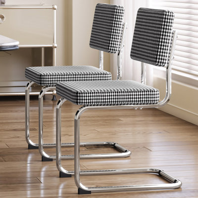 2-Pieces Upholstered Dining Chairs Set, Grey White Kichen Chairs Set Of 2 For Dining Room