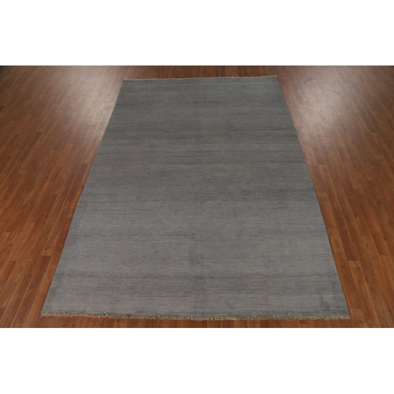 Solid Gray Gabbeh Oriental Area Rug 7x10
