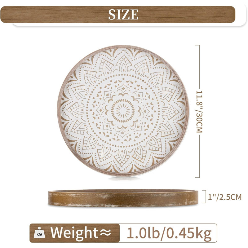 Round Wood Coffee Table Tray – 12"