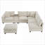 Canapés modulaires | Canapé modulaire en forme de U de 140 po à 6 places, ports USB pour repose-pieds, velours côtelé | Beige
