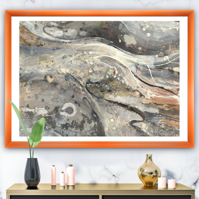 «Fire and Ice Minerals I», reproduction sur toile encadrée, H 36 po x l 46 po x P 1,5 po, Cadre orangé
