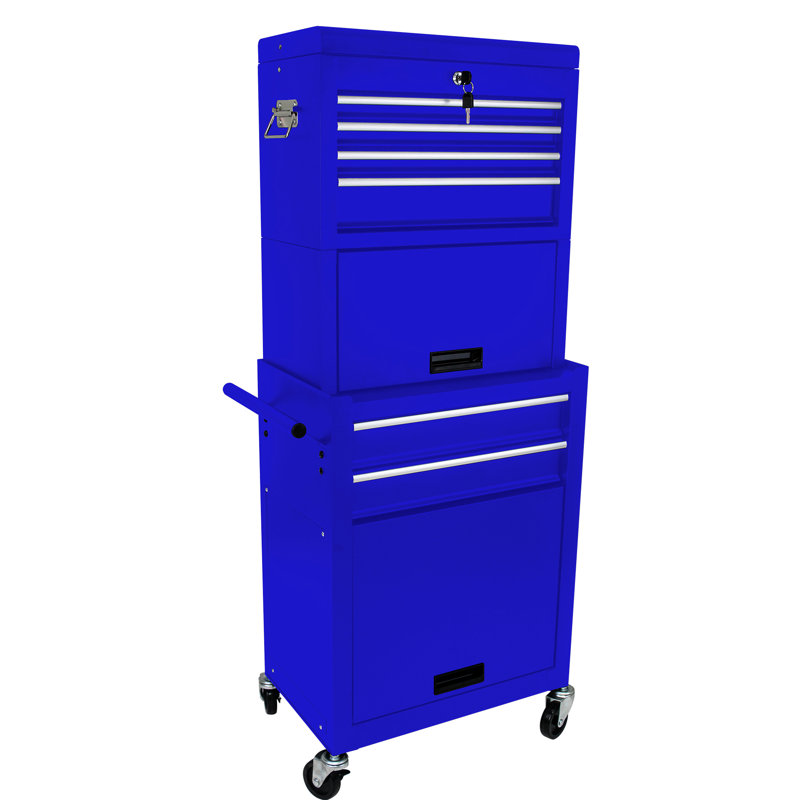 Unité de rangement bleue 6 - détachable avec 4 boîtes de rangement en métal pour atelier de garage, roues, capacité de 220 lb,
