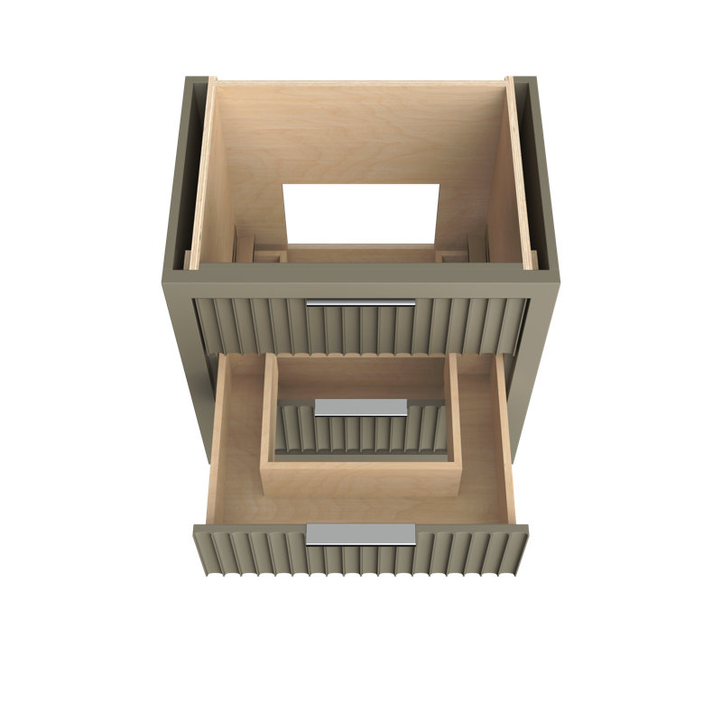 Lecrieú Three-Drawer Single Bath Vanity, 30", French Olive, Polished Chrome