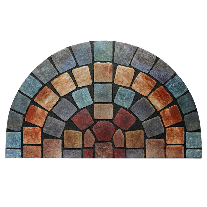  Colourful Halfmoon Doormat, Blue