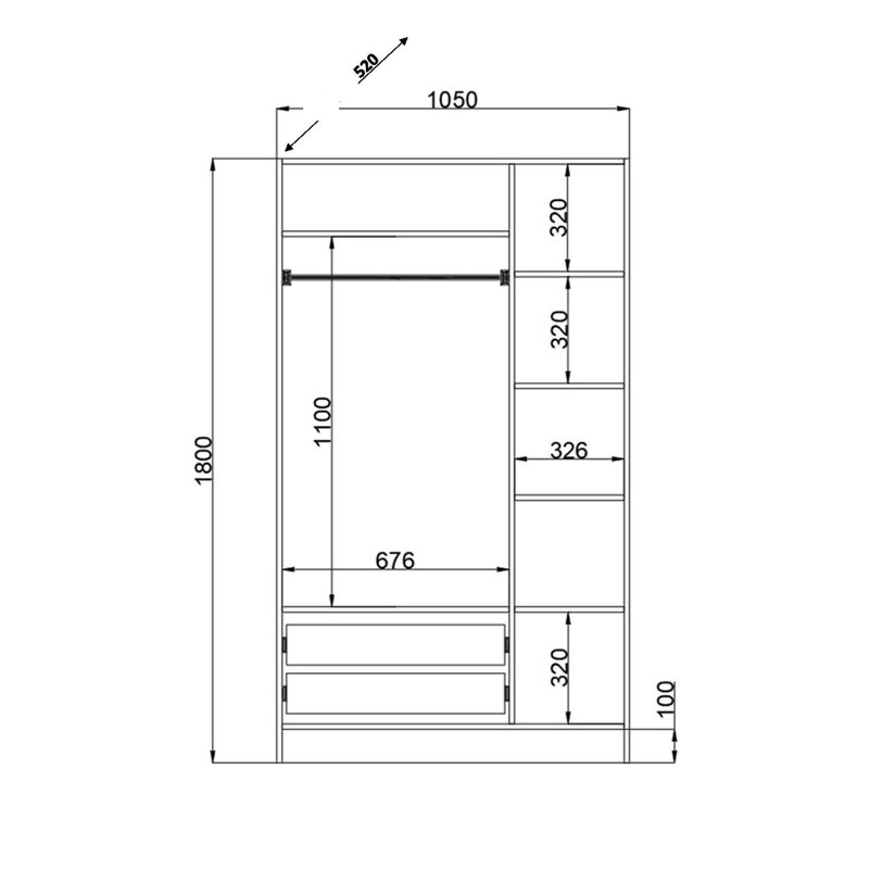 Anuska 3 Door Manufactured Wood Wardrobe