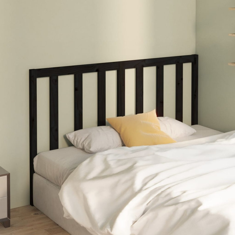 Melancon Solid Wood Headboard, 126 x 100 cm, Black
