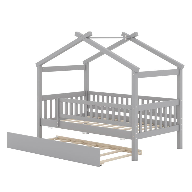 Lit en bois avec couchette, Gris