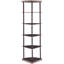 Bibliothèque d'angle Cappuccino - 5 tablettes en bois pour petits espaces