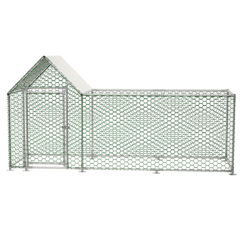 10X3ft Metal Chicken Coop Run Backyard Hen House Poultry Habitat Cage W/Cover, 59.6" H x 119.1" W x 42.2" D