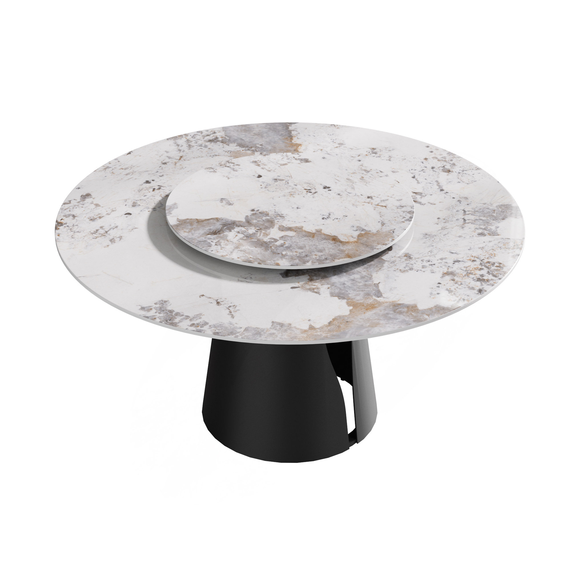 Orren Ellis 53"Modern Artificial Stone Round Black Carbon Steel Base ...