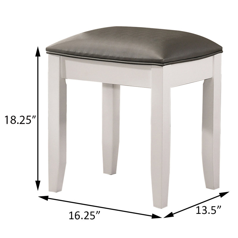 Tabouret de coiffeuse Kamille, Métallique, Blanc