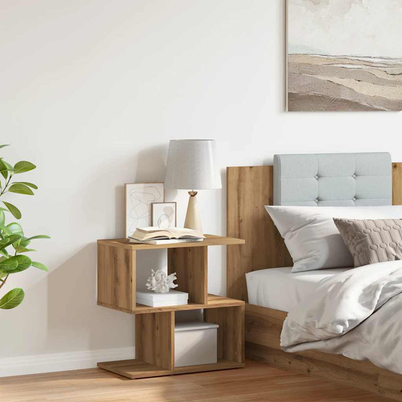 Gillet 50cm W Bedside Table, Old Wood, 1
