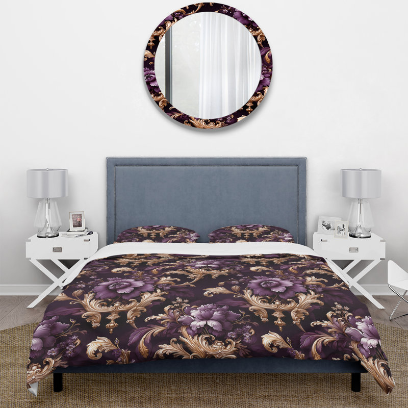 Ensemble de housse de couette à motif floral Renaissance Revival Victorian Pattern XI