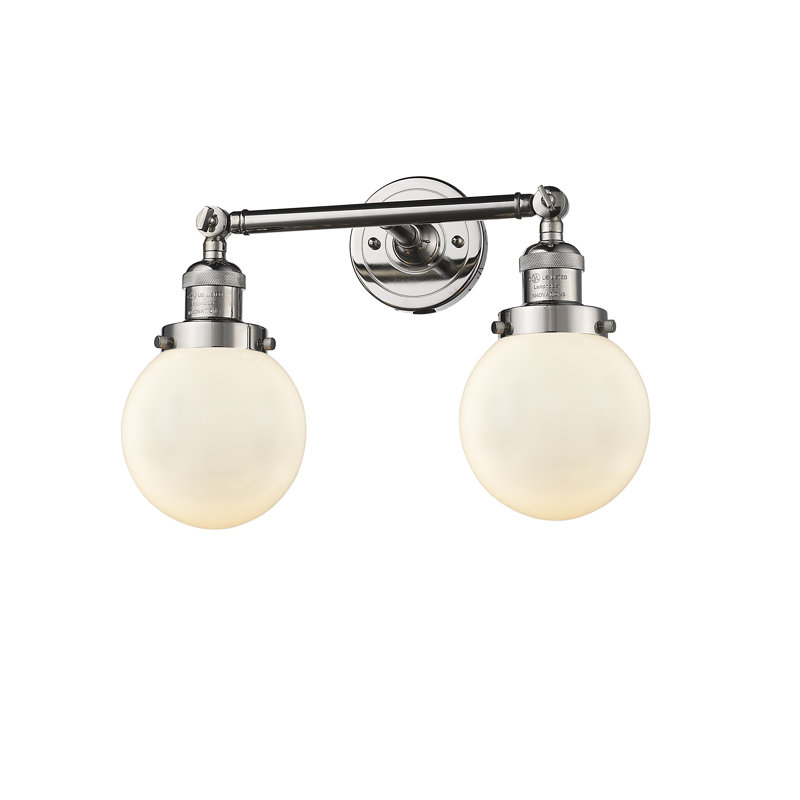 Éclairage de salle de bain à intensité variable 2 lumières Clementina, Nickel poli, Ampoule DEL rétro de 3,5 watts