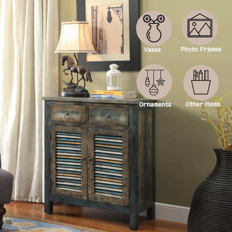 Glancio Console Table In Antique  & Teal 97253
