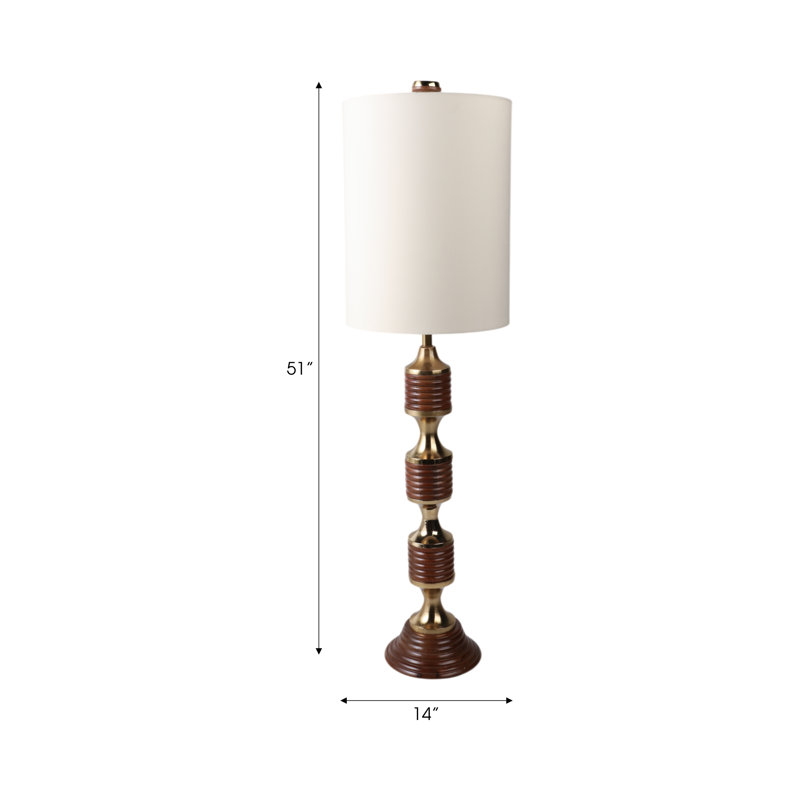 Everly Quinn 51" Theodore Wood And Aluminum Table Lamp