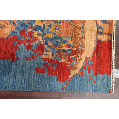Vegetable Dye Abstract Silk/ Wool Area Rug 4x6
