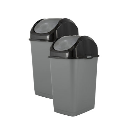Superio Small Trash Can for Dorm with Lid 4.5 Gallon Plastic Swing Top Slim Garbage Can for Under Sink/Cabinet, Laundry, Kitchen, Office, Bedroom, Bathroom, College, 18 Qt Gray/Black, 2
