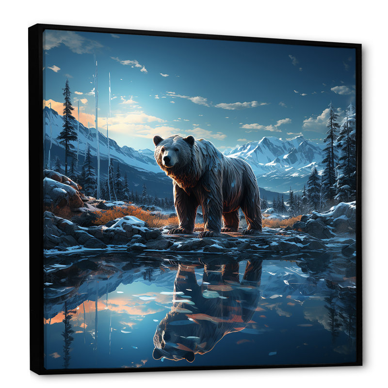 Abstrait d'un ours en harmonie I, H 24 po x l 24 po x P 1 po, Cadre flottant noir