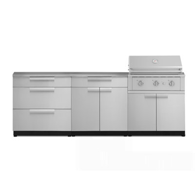 Outdoor Kitchen Stainless Steel 5 Piece Cabinet Set with 33 in. Performance Grill