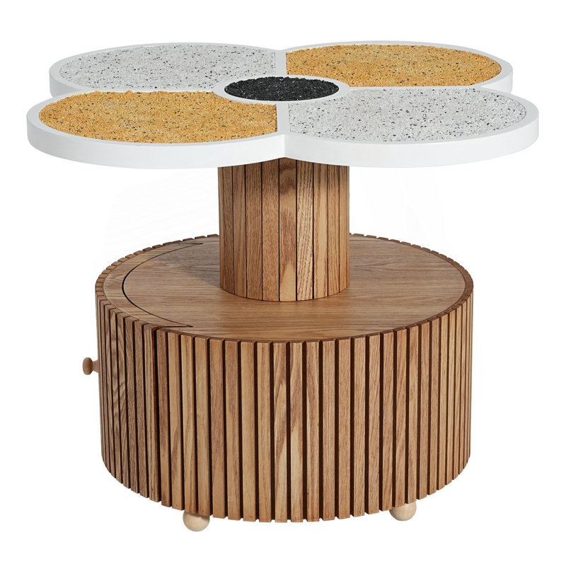 Unique Four-Leaf Clover Side Table With Drawer