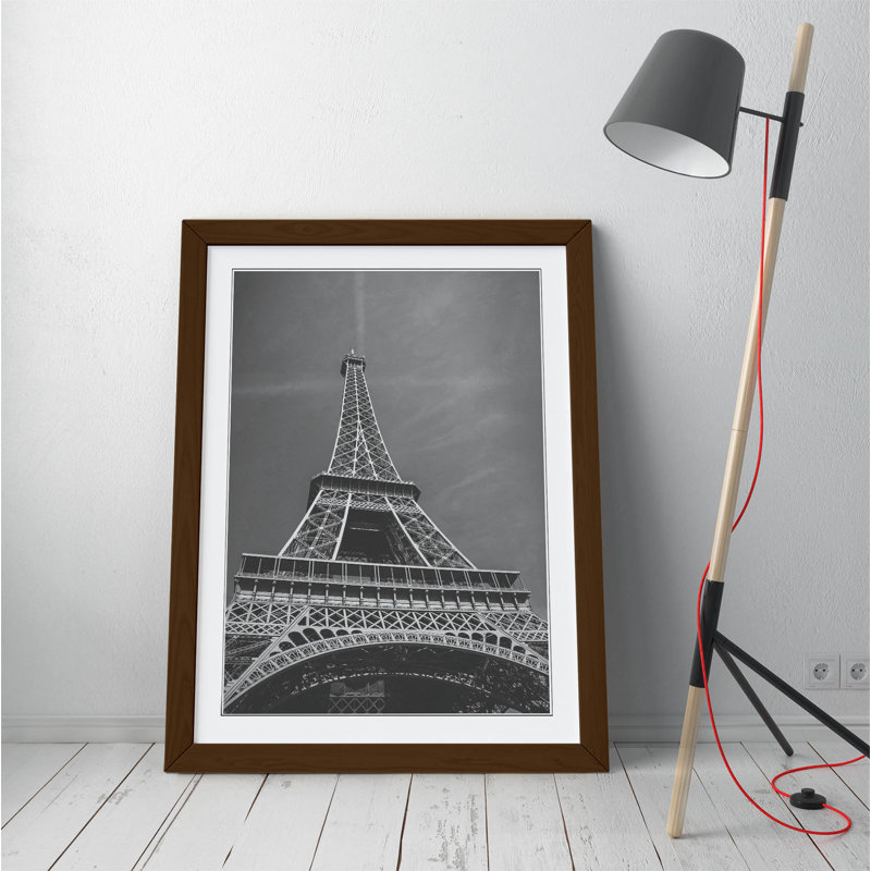 Eiffel Tower Paris - Single Picture Frame Print on Canvas, Brown, 64cm H x 47cm W