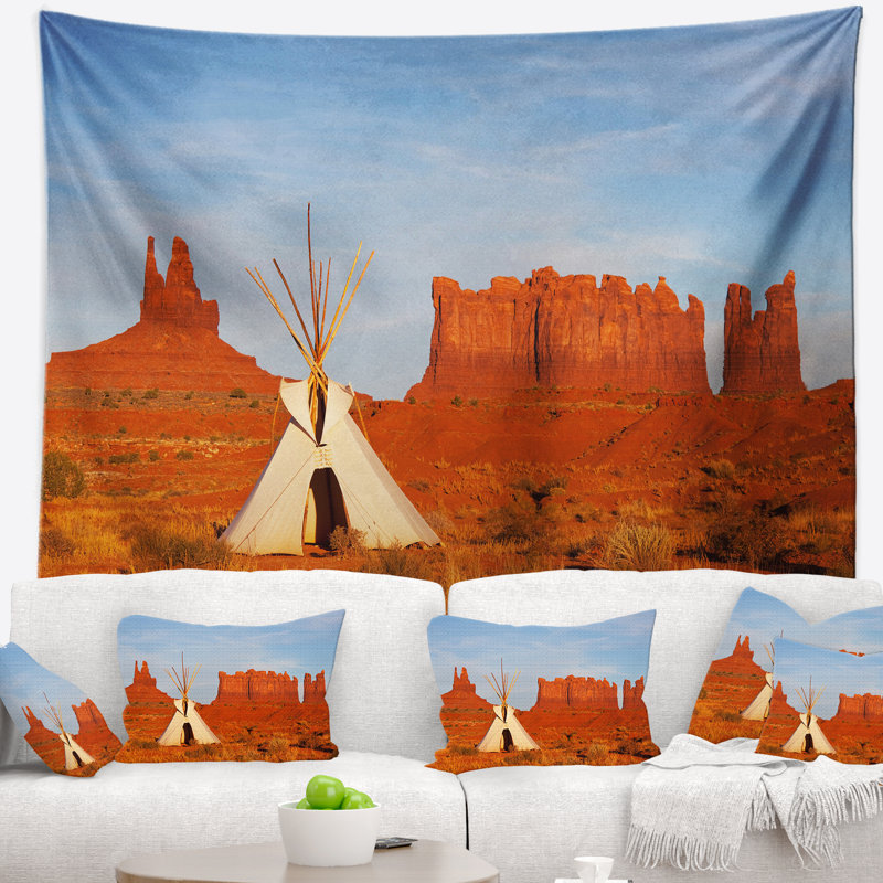 Paysage avec tente tapisserie Monument Valley, H 50 po x l 60 po