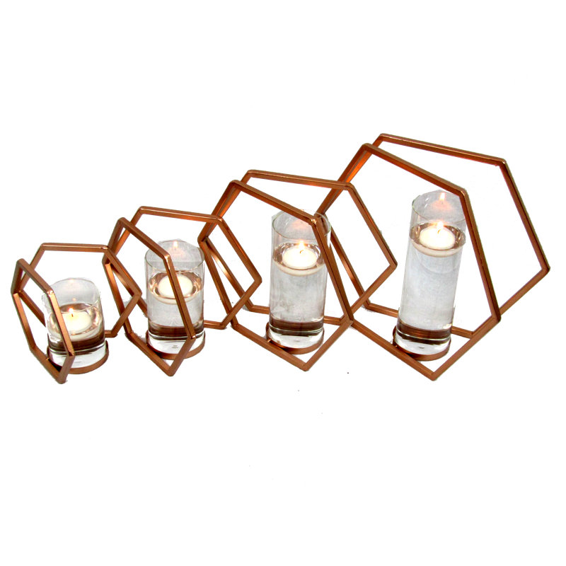 Double ouragan en métal hexagonal, H 10 po x l 10 po x P 5 po
