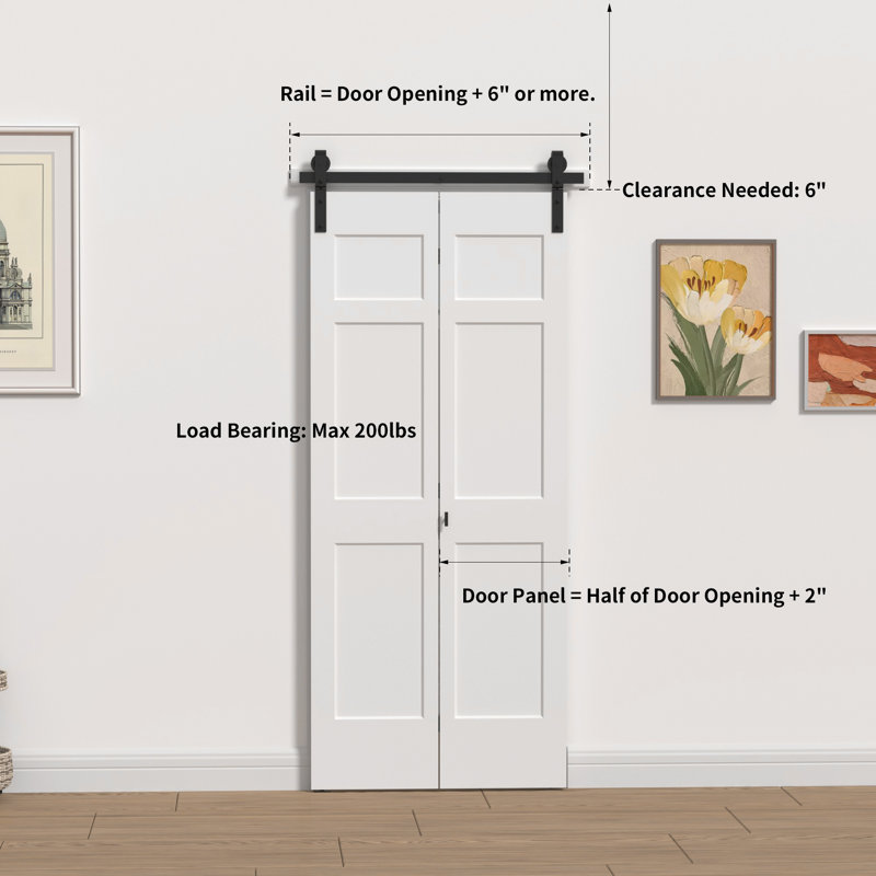 Quincaillerie de porte de grange coulissante pliable par le haut, 65 po