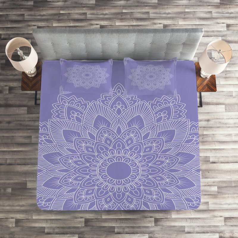 Oriental Eclectic Polyester Coverlet, King Bedspread + 2 Shams