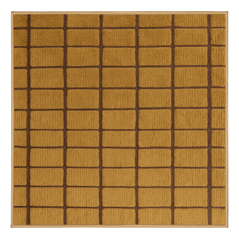 Tapis brun treillis lavable à la machine, Carré 7 pi