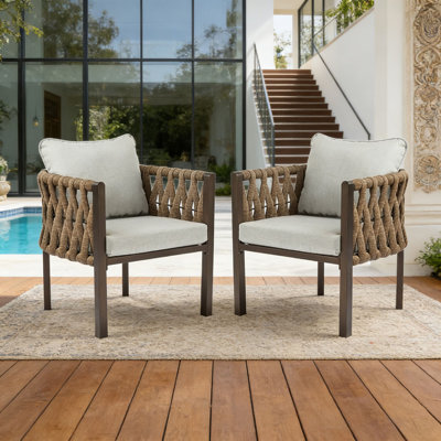 2-Pieces Outdoor Metal Patio Club Chair