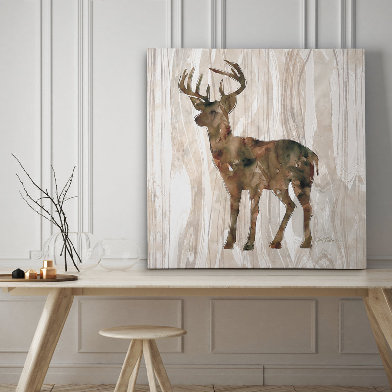 « pin forest cerf », impression sur toile, H 32 po x l 32 po x P 1,5 po