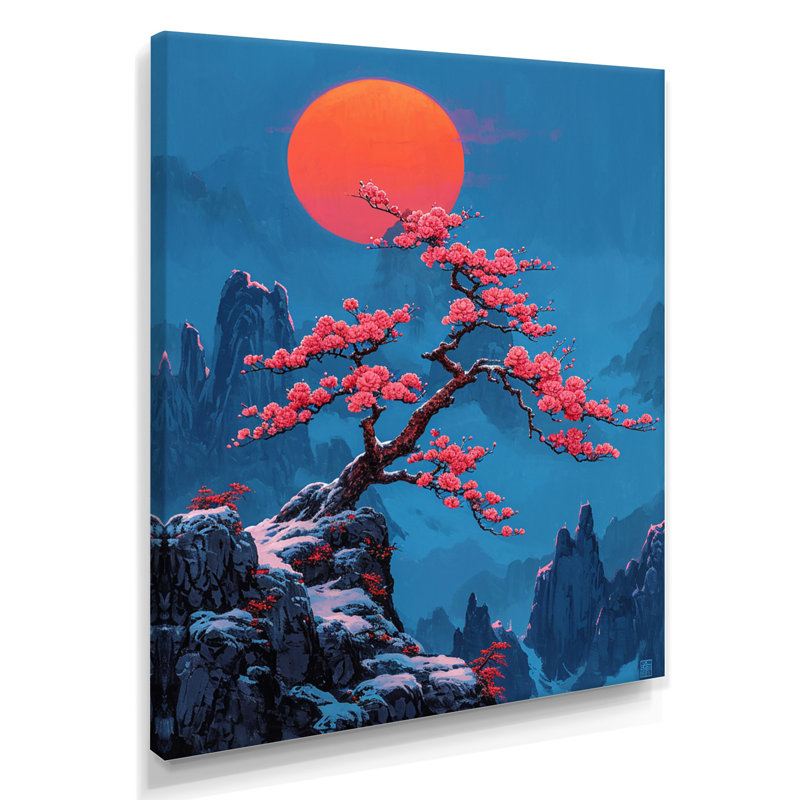 Fleur de cerisier - reproduction d'art murale arbre, H 20 po x l 12 po x P 1 po, Toile tendue