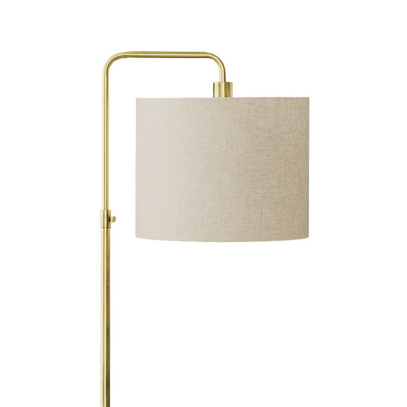 Myle Floor Lamp, Round Shelf, USB Port, 67 Inch, Metal Frame, Gold