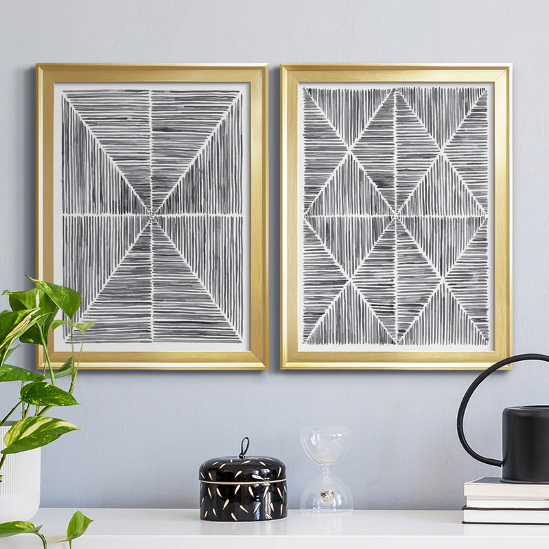 Vibrato I - ensemble de 2 peintures sur toile encadrées, Cadre doré, H 24,5 po x l 37 po x P 1 po