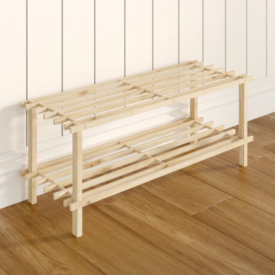 6 Pair Solid Wood Shoe Rack