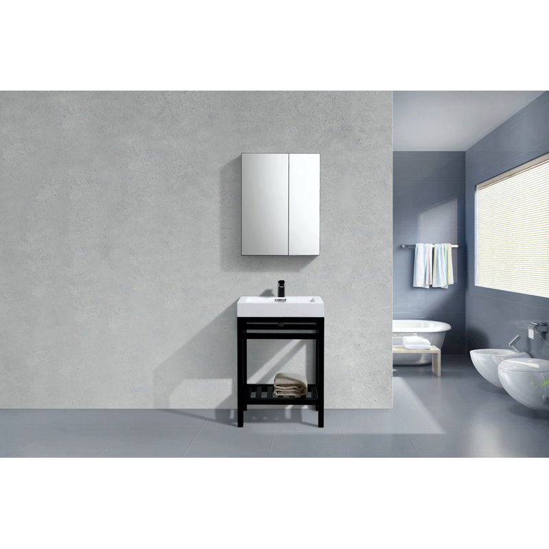 Ensemble de meuble-lavabo simple 24 po Halesowen, Noir mat
