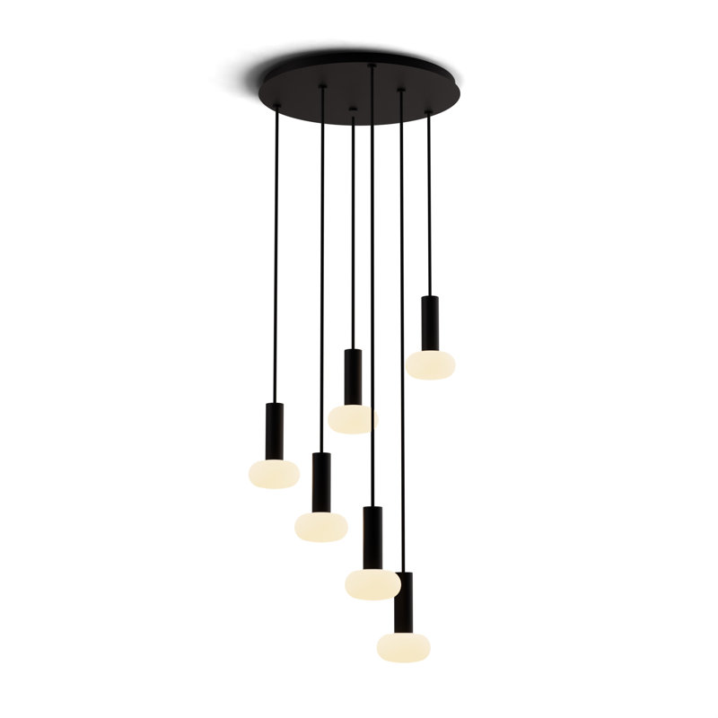 6 - Light LED Pendant, Matte Black