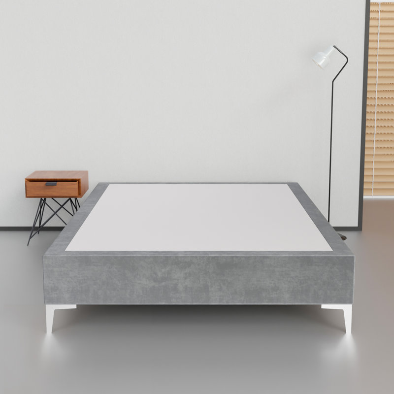 Marcijona 15" Premium Velvet Material Wood Box Spring/Bed Frame, Durable, Stylish, Multi Color, Full, Gray