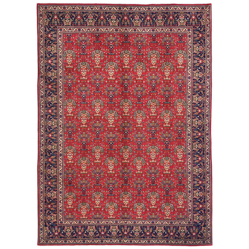 Tapis unique rouge à motif oriental 10X13