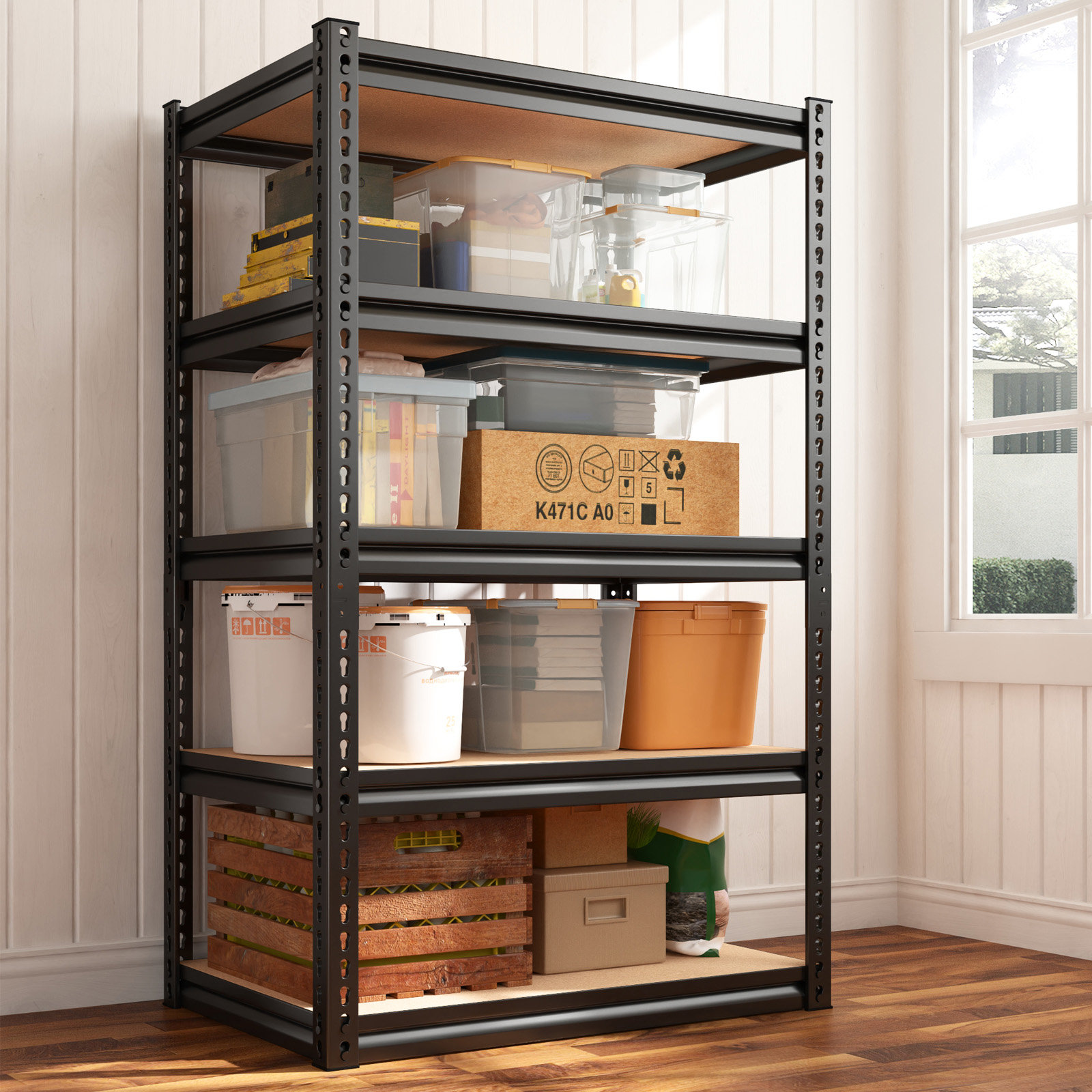 17 Stories Meaghann Metal Height -Adjustable Shelving Unit, Heavy Duty Boltless Storage Shelves & Reviews | Wayfair