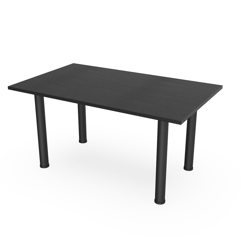 Table de réunion rectangulaire avec pieds de poteau, Noir mat, Cyprès noir, L 72 po x l 36 po