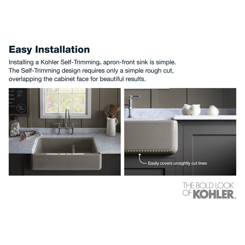 Whitehaven® 36" L x 22" W Double Basin Farmhouse/Apron Kitchen Sink, Almond