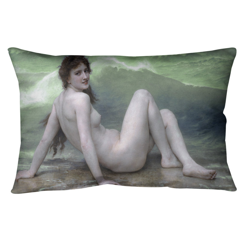 William-Adolphe Bouguereau la Vague, Housse de coussin seulement, Vert