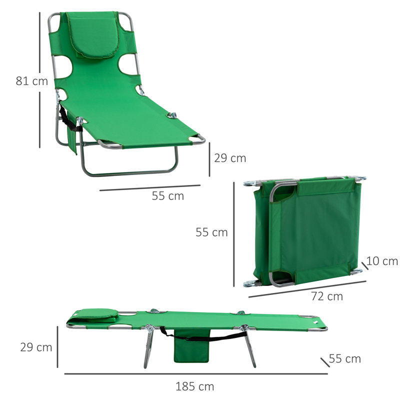 Haritz Foldable Sun Loungers Beach Chaise Lounge, Green