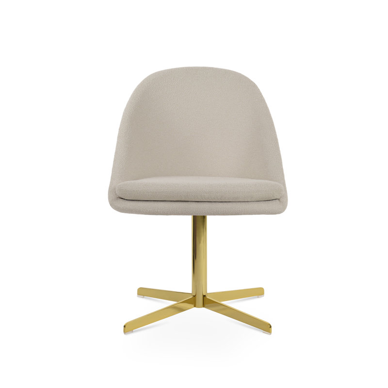 Avanos 4 Star Swivel Side Chair, Off White, Gold