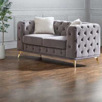 Canapés confortables en velours de luxe, style Chesterfield gris pour la maison